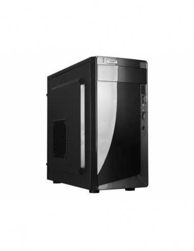 Carcase HPC HPC D-03 mATX Case- (500W- 24 pin- 1x 8pin(4+4)- 2xSATA- 2xIDE- 12cm fan)- 2xUSB2.0 HD Audio- Shiny Black