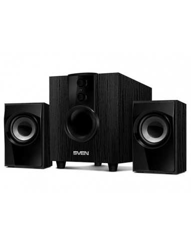 Boxe 2.1 SVEN MS-107 Black- 2.1 5W + 2x2.5W RMS- master volume control and bass- all wooden- (sub.4 + satl.3)
