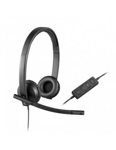 Căști Logitech Logitech USB Stereo Headset H570e- Headset: 31.5 Hz-20 kHz- Microphone: 100 Hz-18 kHz- In-line audio controls- US