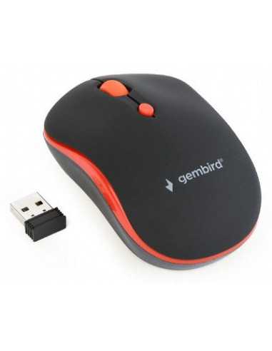 Игровые мыши GMB Gembird MUSW-4B-03-R- Wireless Optical Mouse- 2.4GHz- 4-button- 80012001600dpi- Nano Reciver- USB- BlackRed