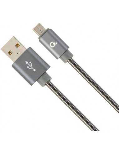 Кабели USB, периферия Cable USB2.0Micro-USB-1m-Cablexpert CC-USB2S-AMmBM-1M-BG- Premium spiral metal Micro-USB charging and data