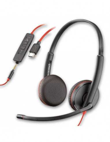 Căști PLANTRONICS Plantronics Blackwire C3225 (209747)- USB-A Jack 3.5mm- Microphone noise-canceling- SoundGuard- DSP- Receive o