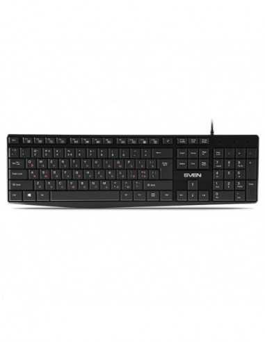 Клавиатуры SVEN SVEN KB-S305- Keyboard- Waterproof design- Traditional layout- Comfortable- 12 Media (FN) Keys- USB- 1.5m- Black
