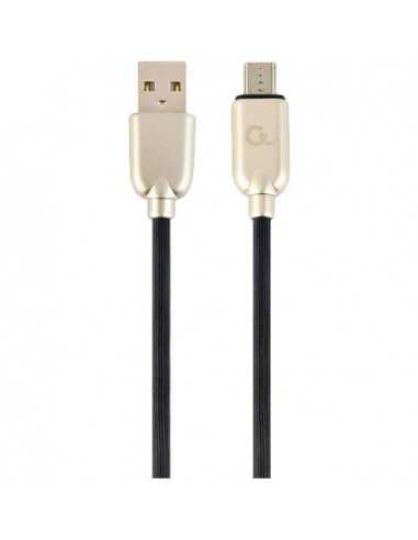 Cabluri USB, periferice Cable USB2.0Micro-USB Premium Rubber-2m-Cablexpert CC-USB2R-AMmBM-2M- Black- USB 2.0 A-plug to Micro-USB