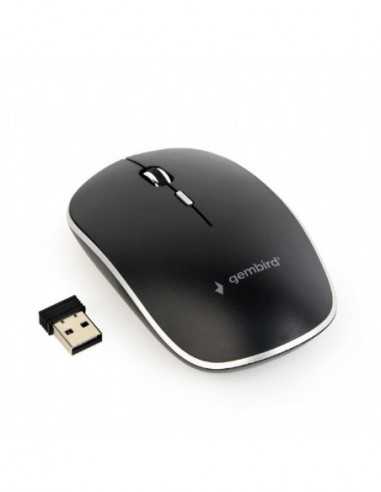 Игровые мыши GMB Gembird MUSW-4BSC-01- Silent Wireless Optical mouse- 2.4GHz- 4-button- 800-1600dpi- Type-C receiver- Black
