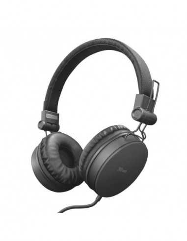 Căști Trust Trust Tones- On-ear headphones in foldable design with soft padding and adjustable headband- Black