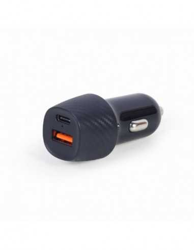 Селфи-палки с Bluetooth USB Car Charger-TA-U2QC3-CAR-02- 2-port USB car fast charger- Type-C PD- 18 W- black