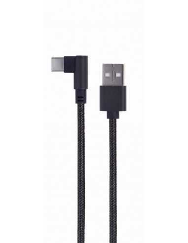 Кабели USB, периферия Cable USB2.0Type-C -Cablexpert CC-USB2-AMCML-0.2M- 90 angled USB Type-C charging and data cable 0.2 m- bla