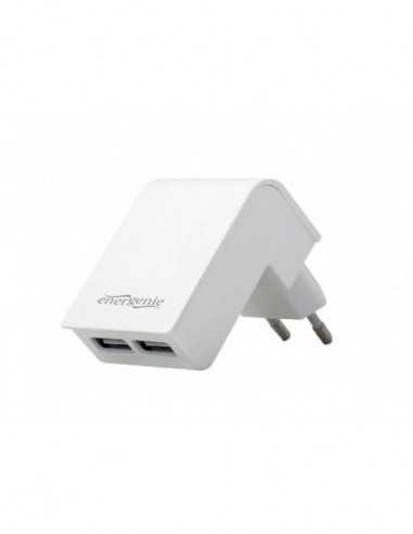 Зарядные устройства беспроводные USB Charger Gembird EG-U2C2A-03-W- 2-port universal USB charger- 2.1 A- White