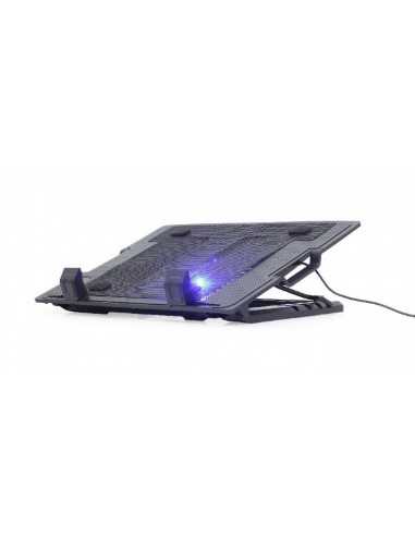 Охлаждение Gembird NBS-1F17T-01- Notebook cooling stand with height adjustment- up to 17- LED backlight in fans- Large 12 cm coo