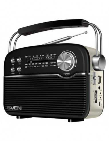 Boxe portabile SVEN SVEN SRP-500 Black- FMAMSW Radio- 3W RMS- 8-band radio receiver- built-in audio files player from USB-fash-