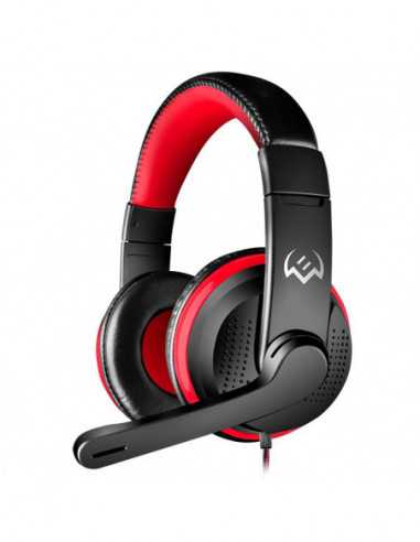 Căști SVEN SVEN AP-G112MV- Gaming Headphones with microphone- 23.5 mm (3 pin) stereo mini-jack- Fabric cable 1.8m- Black-Red