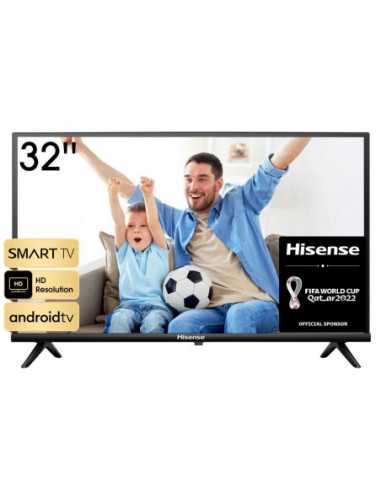 Televizoare 32 LED TV Hisense 32A4HA- Black (1366x768 HD Ready- PCI 1000 Hz- SMART TV (Android TV OS)- 3 x HDMI2.0- 2 x USB- DVB