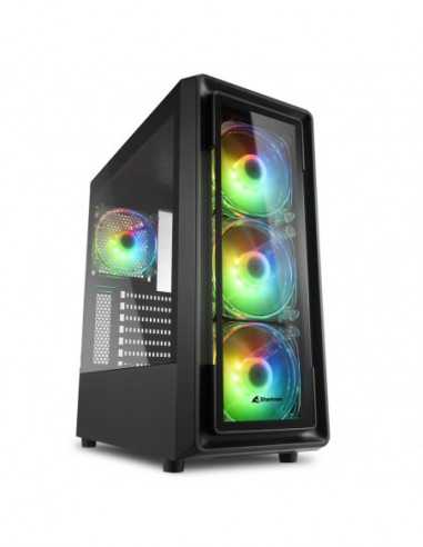 Carcase Sharkoon Sharkoon TK4 RGB ATX Case- with SideFront Panel of Tempered Glass- without PSU- Tool-free- Pre-Installed Fans: