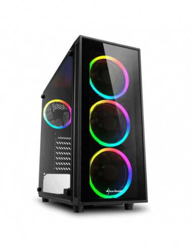 Carcase Sharkoon Sharkoon TG4 RGB ATX Case- with Side Front Panel of Tempered Glass- without PSU- Tool-free- Pre-Installed Fans: