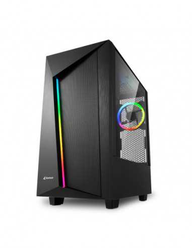 Carcase Sharkoon Sharkoon REV 100 ATX Case- with Right-Side Panel of Tempered Glass- without PSU- MB Installed vertically- Tool-