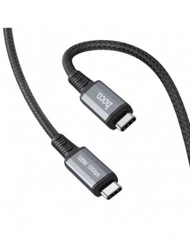 Cabluri Cable USB-C to USB-C HOCO “US01”- 1.2m- Black- USB3.1 GEN2 up to PD100W charging power for laptop- 10Gbps- Charging Data