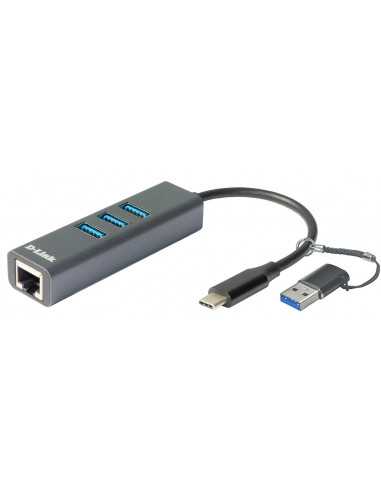 USB Сетевые адаптеры D-Link USB 3.0TYPE C to GIGABIT Ethernet + 3xUSB3.0 DUB-2332
