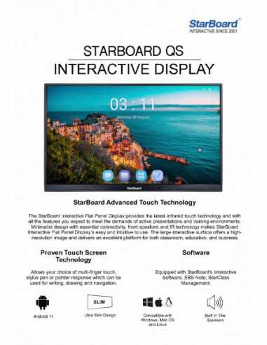 Интерактивные проекторы и доски Interactive Display StarBoard IFPD-QS1-65AOC
