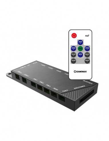Ventilator pentru carcasa PC, PSU, HDD, VGA, pasta termică Fan Hub Gamemax Controller v3.0- 5 ports- 2 strips(3-pin)- up to 24W-