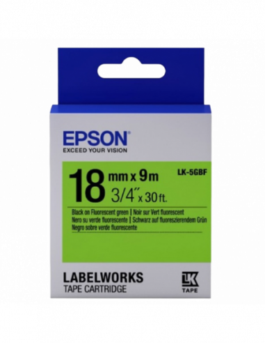 Cartuș de etichete Epson Tape Cartridge EPSON LK5GBF 18mm9m Fluorescent- BlackGreen- C53S655005