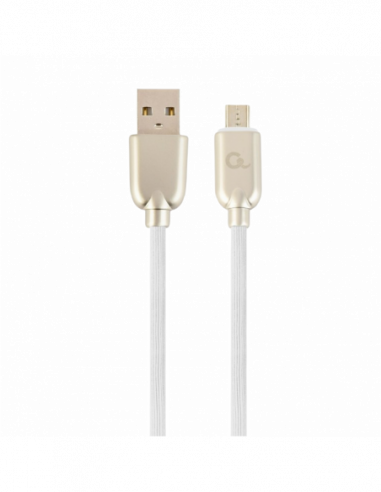 Cablu Micro USB, Mini USB Blister MicroUSBUSB2.0- 2.0 m- Cablexpert Premium Rubber Black- CC-USB2R-AMmBM-2M