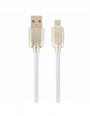 Кабель Micro USB, Mini USB Blister MicroUSBUSB2.0, 2.0 m, Cablexpert Premium Rubber White, CC-USB2R-AMmBM-2M-W