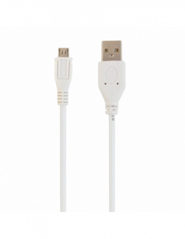 Кабель Micro USB, Mini USB Cable Micro USB2.0, Micro B - AM, 0.5 m, Cablexpert, WHITE, CCP-mUSB2-AMBM-W-0.5M