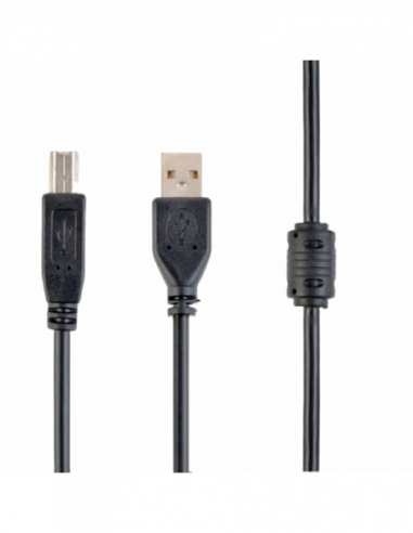 Кабели USB, периферия Cable USB, AMBM, 4.5 m, USB2.0 Premium quality with ferrite core, Cablexpert, CCF-USB2-AMBM-15