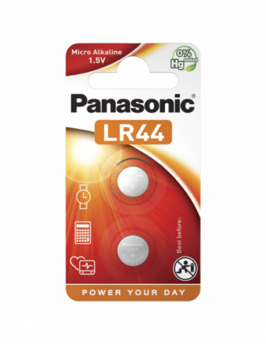 Батарейки дисковые: класс CR, LR LR44 Panasonic CELL power Blister2- LR-44EL2B