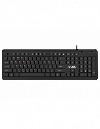 Tastaturi SVEN Keyboard SVEN KB-E5700H- Slim- Low-proﬁle keys- Island-style- Fn key- 2xUSB ports- Black- USB