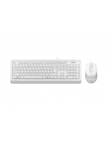 Tastaturi A4Tech Keyboard amp Mouse A4Tech F1010- Laser Engraving- Splash Proof- 1600 dpi- 4 buttons- WhiteGrey- USB