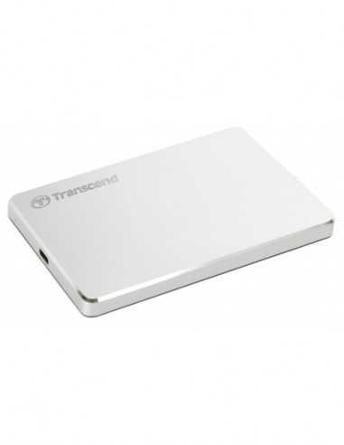 USB3.0 Внешний HDD 2.5 1.0TB (USB3.1Type-C) 2.5 Transcend StoreJet 25C3S- Silver- Aluminum Casing- Ultra-SlimampLight