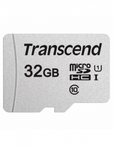 Безопасные цифровые карты микро .32GB MicroSD (Class 10) UHS-I (U1) - Transcend TS32GUSD300S (RW:9545MBs)