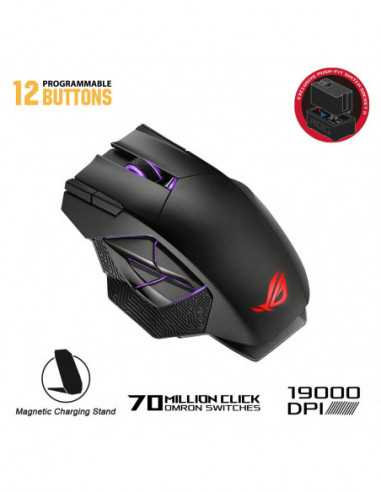 Игровые мыши Asus Wireless Gaming Mouse Asus ROG Spatha X- for MMO- 50-19000 dpi- 12 buttons- 400IPS- 50G- RGB