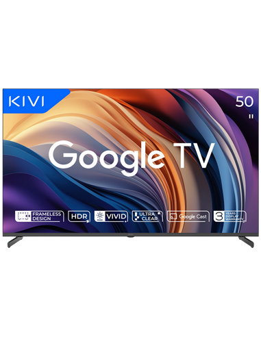 50" LED SMART Телевизор KIVI 50U710QB, 3840x2160 4K UHD, Google TV, Чёрный