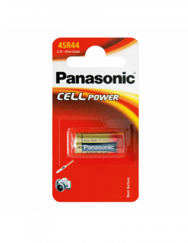 Батарейки дисковые: класс CR, LR SR44 Panasonic silver-oxide CELL power Blister1- 180 mAh- h-5.4mm- Ø-11.6mm- SR-44EL1B