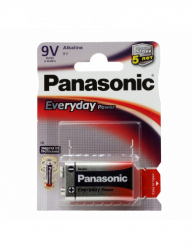 Батарейки C, D, Crona, 4.5, CR - щелочные, литиевые Crona 9V Panasonic EVERYDAY Power Blister1- Alkaline