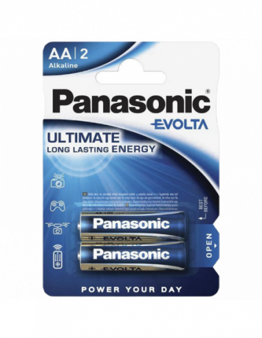 Baterii AA, AAA - alcaline Panasonic EVOLTA AA Blister 2- Alkaline- LR6EGE2BP