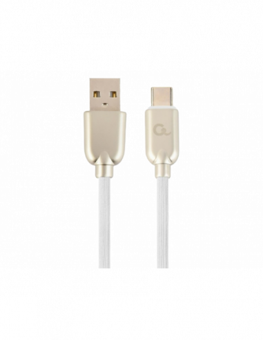 Кабель Type-C to USB Blister Type-C USB2.0- AMCM- 2.0m- Cablexpert Premium Ruber White- CC-USB2R-AMCM-2M-W