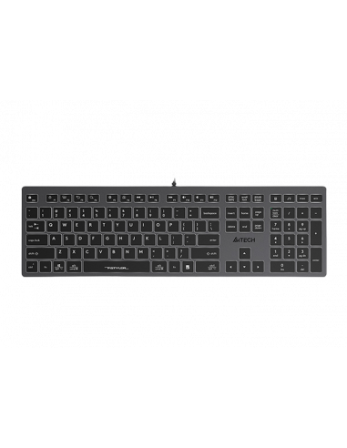 Tastaturi A4Tech Keyboard A4Tech FX60- Low-Profile- Scissor Switch Keys- Chocolate Keycaps- Backlit- Grey- USB