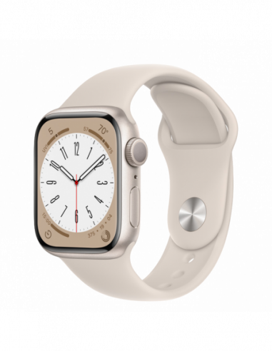 Dispozitive purtabile Apple Apple Watch Series 8 GPS- 41mm Starlight Aluminium Case with Starlight Sport Band- MNU93 (usa)