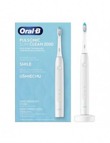 Periuțe de dinți electrice Electric Toothbrush Braun Oral-B S111.513.2 Pulsonic Slim Clean 2000 White