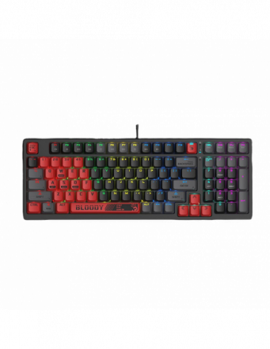 Tastaturi pentru jocuri Bloody Gaming Keyboard Bloody S98 Sports- Mechanical- BLMS Switch Red- Double-Shot Keycaps- USB- BlackRe