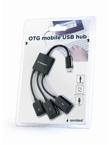 Cablu Micro USB, Mini USB Cable OTG Micro B-BF 2AF- 0.15 m- Cablexpert UHB-OTG-02