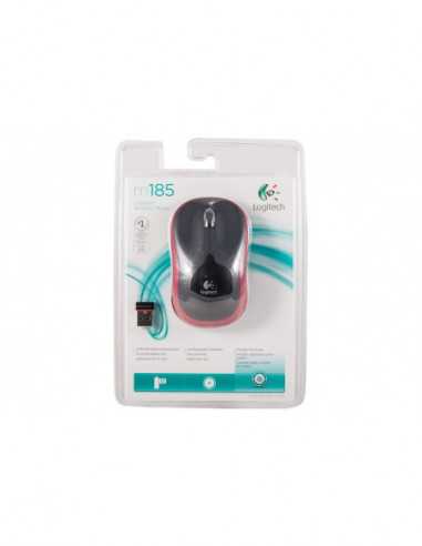 Mouse-uri Logitech Logitech Wireless Mouse M185 Red, Optical Mouse for Notebooks, Nano receiver, RedBlack, Retail