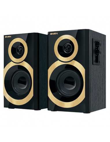 Boxe 2.0 SVEN SPS-619 GOLD (Black), 2.0 2x10W RMS, headphone jack, wooden, (3+1)