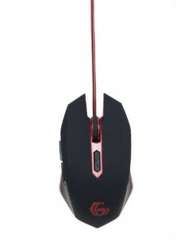 Игровые мыши GMB Gembird MUSG-001-R, Gaming Optical Mouse, 2400dpi adjustable, 6 buttons, Illuminated (Red light) scroll wheel,