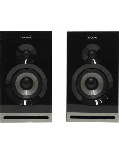 Boxe 2.0 SVEN SPS-705 Black, 2.0 2x20W RMS, Bluetooth, Control panel on the active speaker side panel, headphone jack, wooden