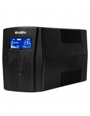 UPS SVEN SVEN Pro 650 (LCD,USB), Line-interactive UPS with AVR, 650VA 390W, Multifunction LCD display, 2x Schuko outlets, 1x7AH,